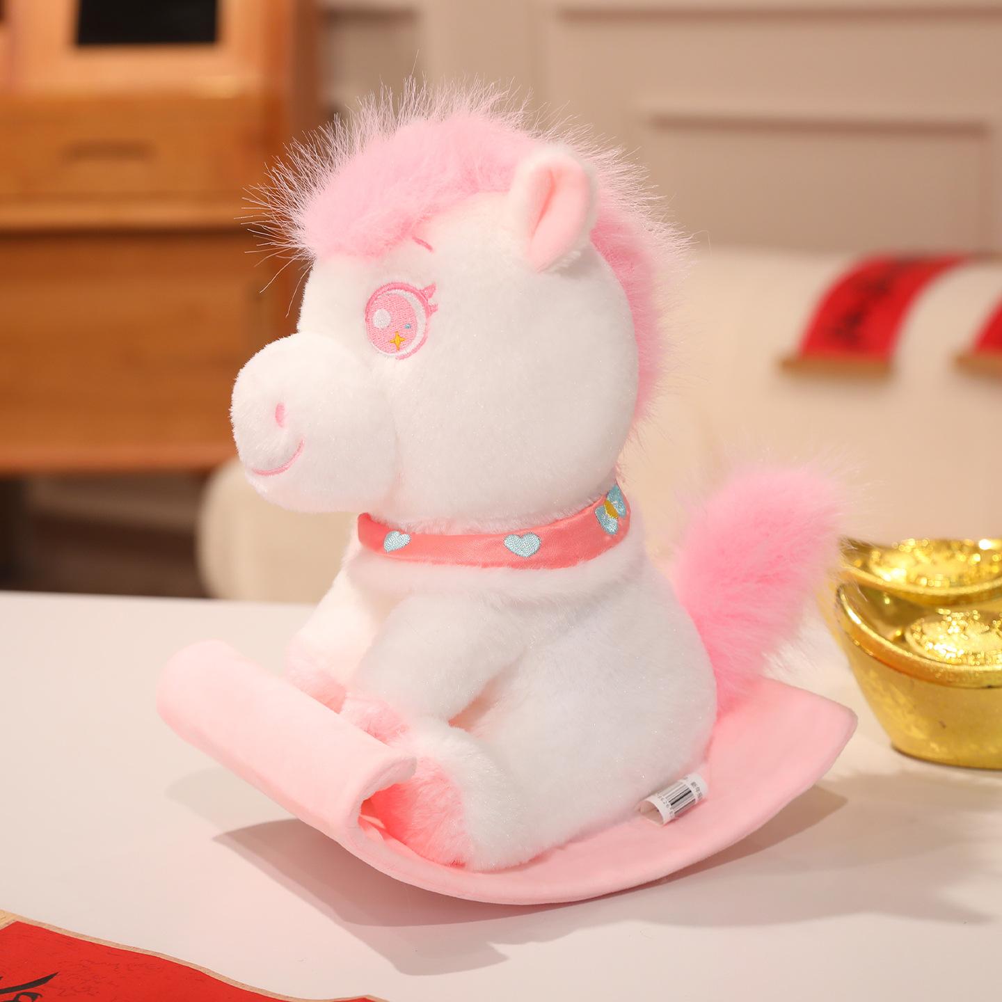 

Year of the Horse mascot plush doll rocking horse New Year s gift zodiac horse table with doll celebration store gift 28cm