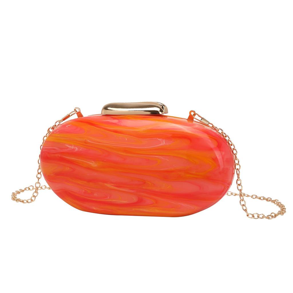 2024 Women's Oval Shell Acrylic Evening Bag with Chain Strap