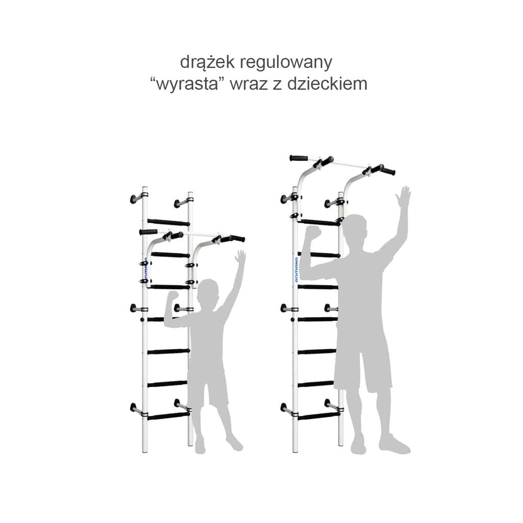 Teenager wall-mounted gymnastics ladder - white and black