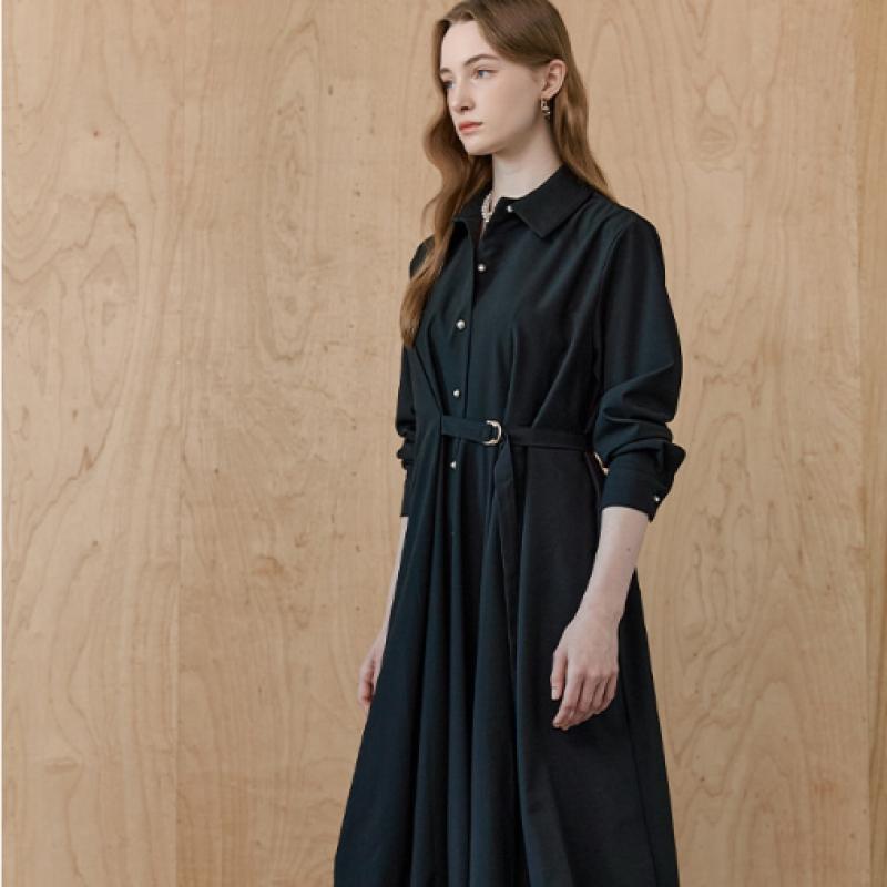 Maxza Unbalanced Drape Belted Shirt Dress Zd05qp600on