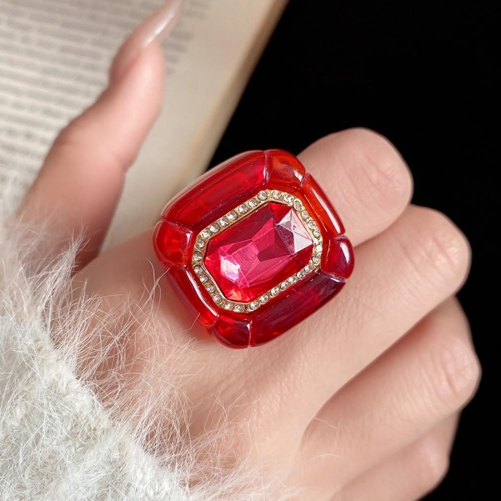 Candy Color Acrylic Resin Ring Exaggerated Big Dome Plain Ring Geometric Ring  Jewelry Gifts