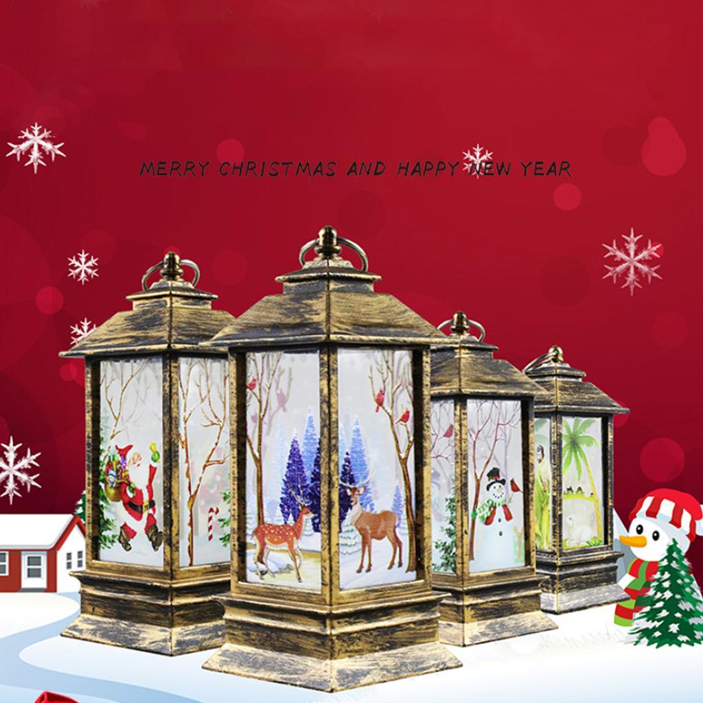 Christmas Snow Globe Lantern LEDs Hang-ing Lamp Warm Night Light Batterys Operated for Home Ornamnet Gifts