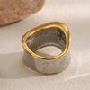 MamacitaSlay 316L Stainless Steel Two Tone Twisted Wide Ring Party Waterproof Jewelry Women's Unique Cool Ring High Quality Gift