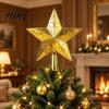 Star Topper for Xmas Tree Golden Topper Christmas Decor Plastic Window Decoration Shiny Five-Pointed Holiday