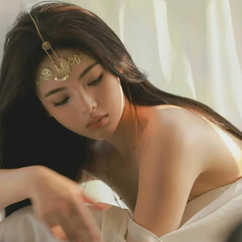 Yang Chaoyue-Inspired Greek Goddess Headband: Golden Tassel Forehead Chain with Retro Ethnic Flair