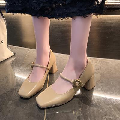 Mode Damen Sandalen Cheongsam Mary Janes Quadratische Schuhe Kleiderschuhe Frau Absatz Pumps Schnallenschuh Flach