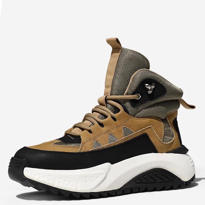 Thick-soled Men's Winter Boots, Mid-top Men's Hiking Shoes,  New Style Spring and Autumn Men's Outdoor Travel Casual Shoes