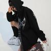 Felpe con cappuccio da donna oversize Hip Hop Autunno Streetwear Felpa stampata nera Harajuku Zip Up Goth