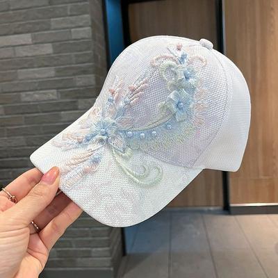 Sunscreen Hat Women's Summer Hat Sweet Flower Embroidery Women's Baseball Cap Summer Thin Sunshade Cap