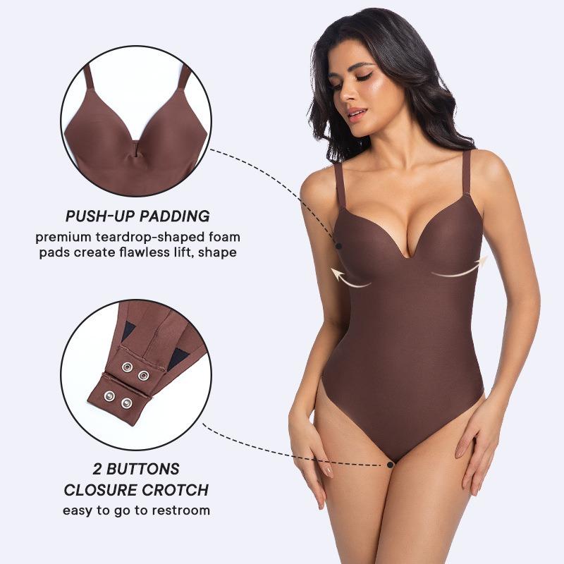 Seamless Full Body Deep V Backless Tummy Control Butt Lift Shapewear Bodysuit