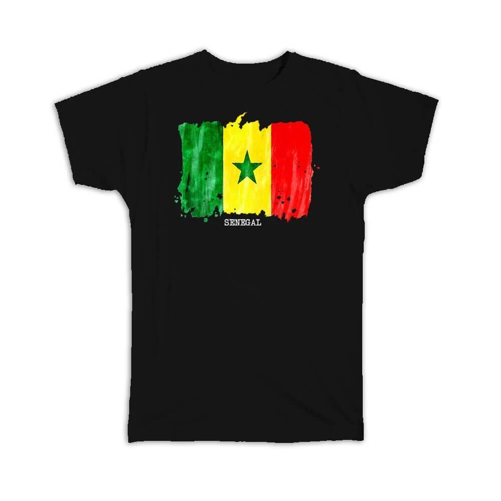 Gift T-Shirt : Senegal Flag Africa Travel Expat Country Watercolor L