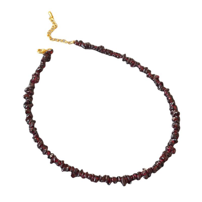 Baroque Garnet Beaded Short Necklace - Elegant Clavicle Chain