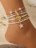 Hot-selling multi-layer anklet set, starfish shell shape foot decoration, vacation beach foot decoration