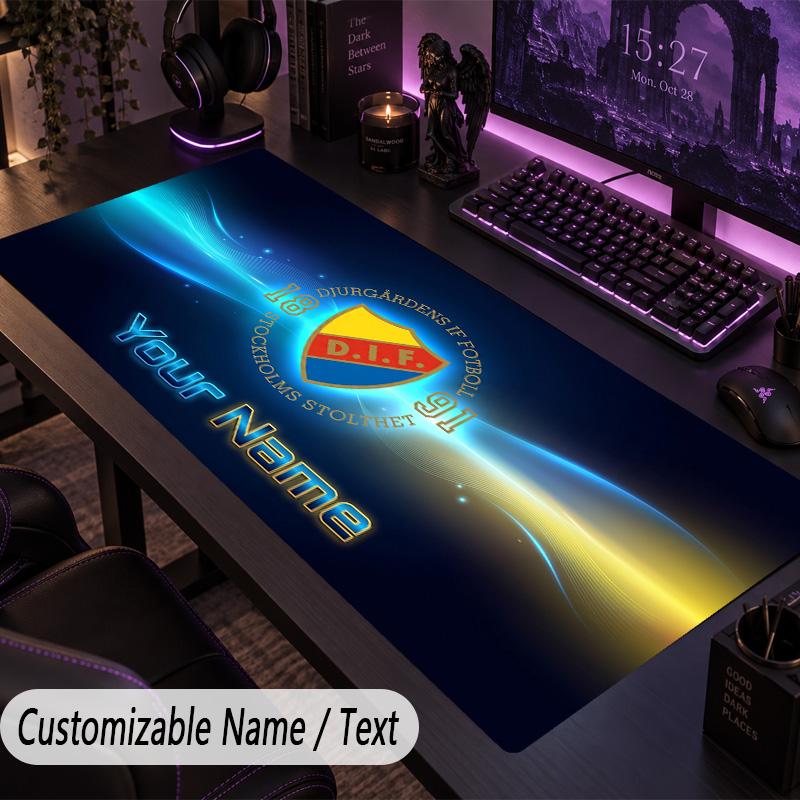 Large Mouse PadDjurgårdens IF Custom Name Text Personalized Desk Mat Non Slip Gaming Pad