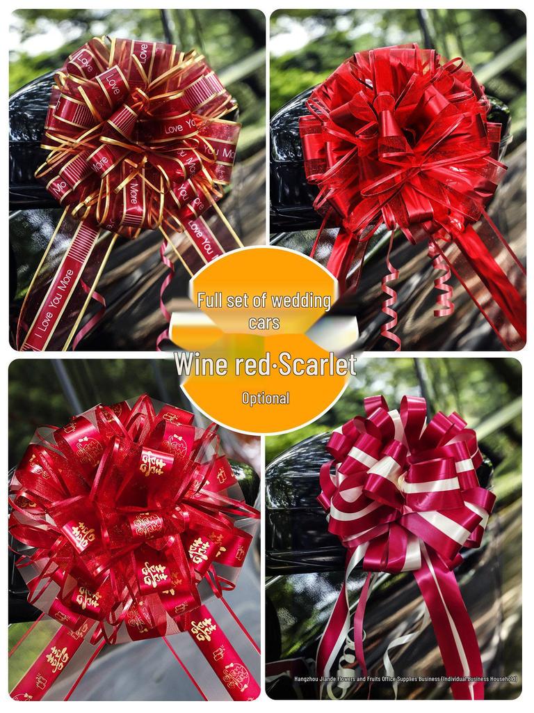 Wedding Car and Room Decor Set with Ribbons and Butterflies