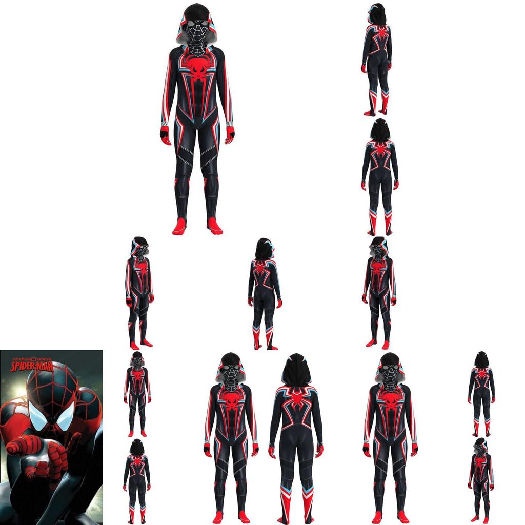 Black Spiderman Cosplay Costume Hooded Bodysuit Halloween Carnival Role Play For Kids And Adults