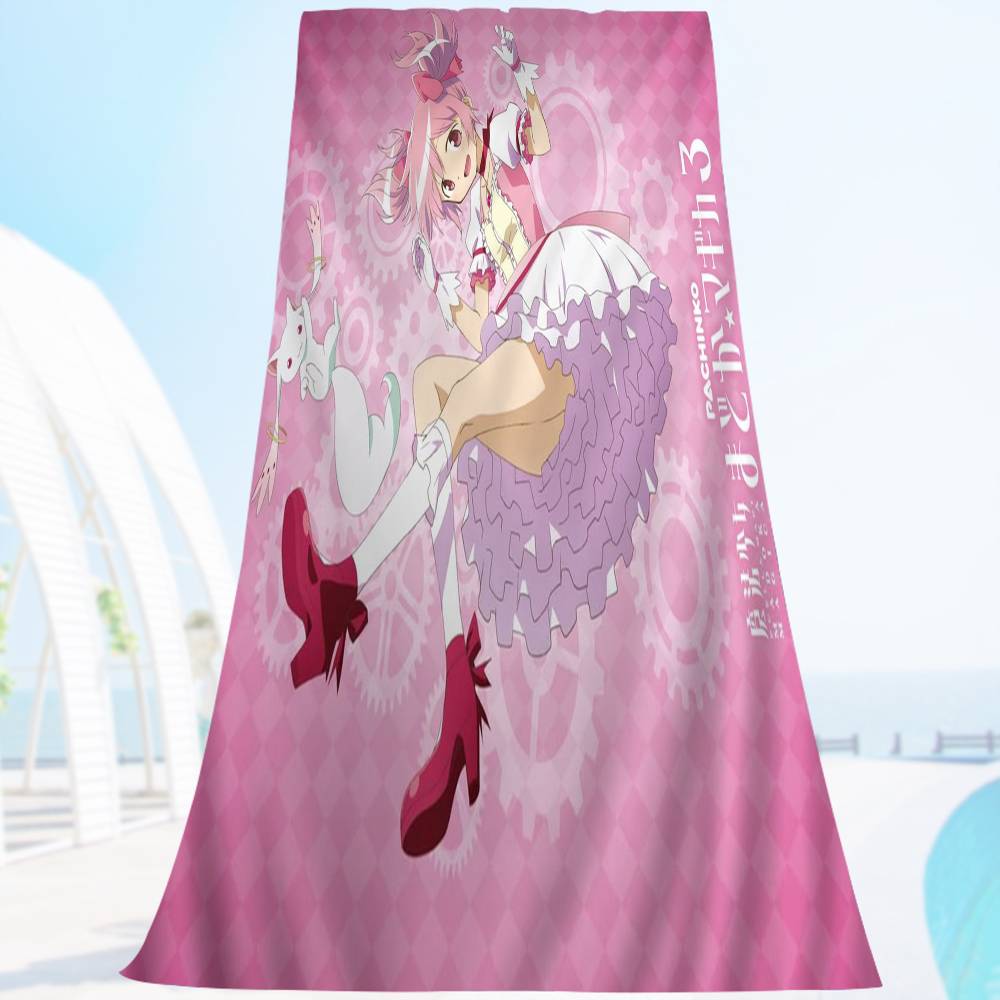anime dark P-Puella Magi M-Madokas M-Magicas Microfiber Printed Beach Towel Mountain Climbing Beach Swimming Running Absorbent Towel