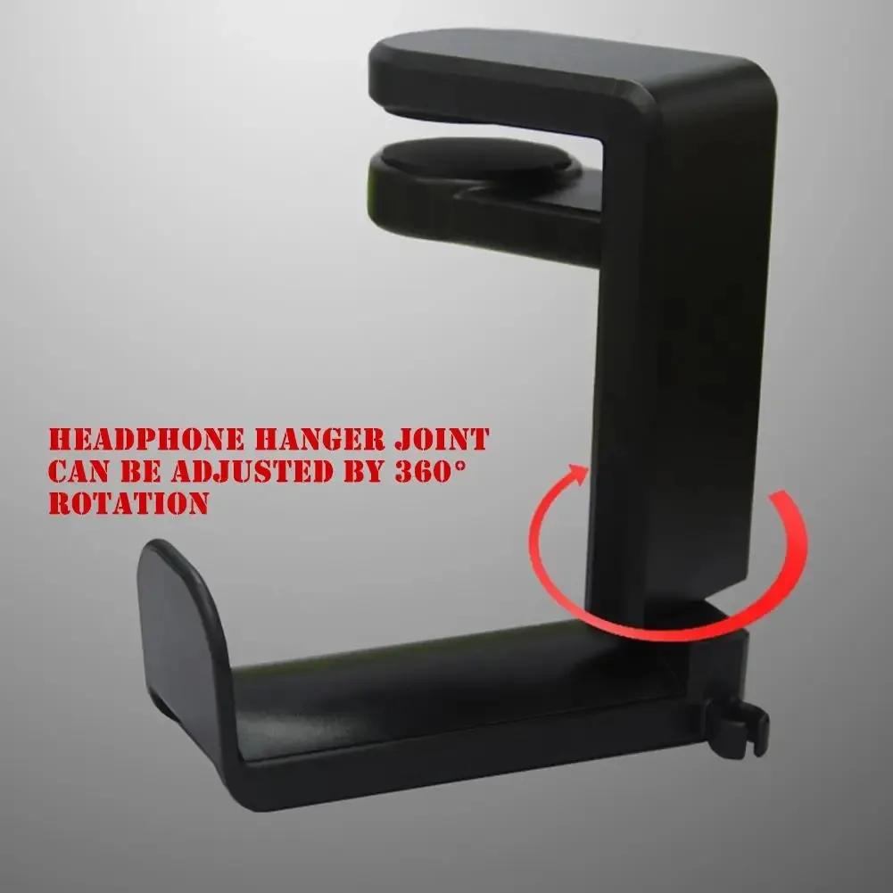 No Punch Headphone Hook Clip Holder Gaming Headset Stand PC Adjustable Headphone Bracket Desk Hanger with Cable Clips Universal