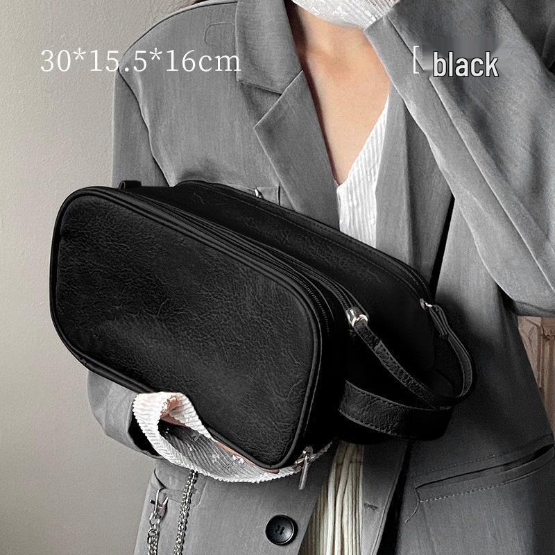 Double Zipper Travel Makeup Bag: Large-Capacity, Portable Cosmetic Organizer