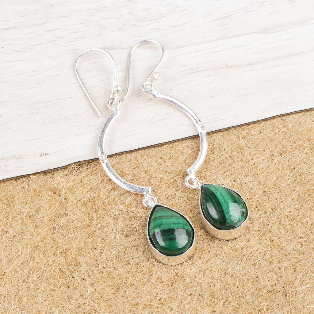 Malachite Earrings, 925 Sterling Silver Earrings Jewelry. Gift For Women Handmade Earrings Gemstone Jewelry