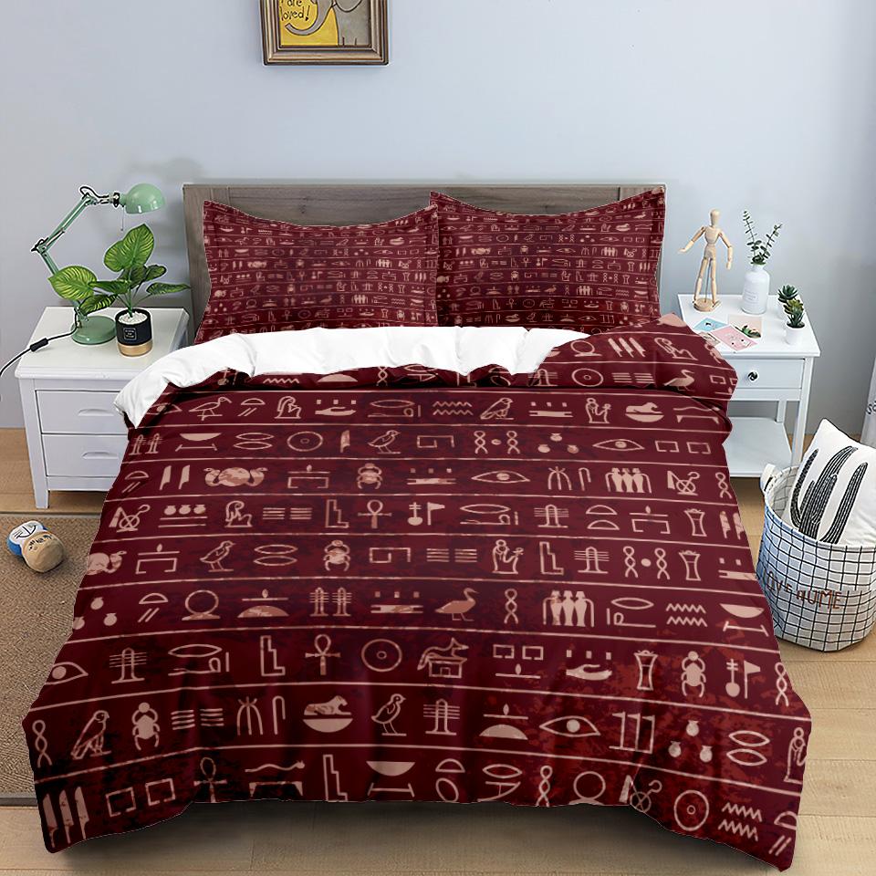 Ancient Egypt Pharaoh King Queen Duvet Cover African Egyptian Style Bedding Set For Teens Adults Black Tribe Ethnic Quilt Cover