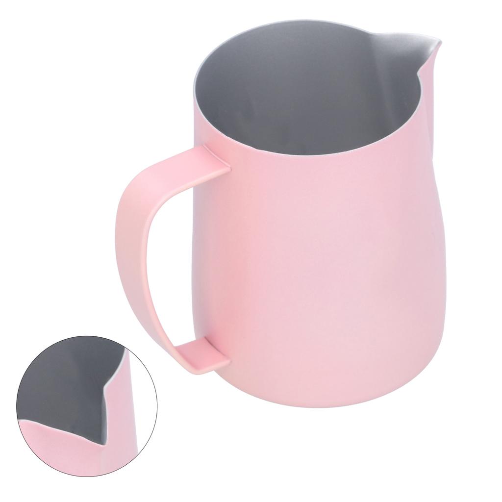 Milk Frothing Cup 304 Stainless Steel Thicken Coffee Latte Pitcher Jug 600ml Pink