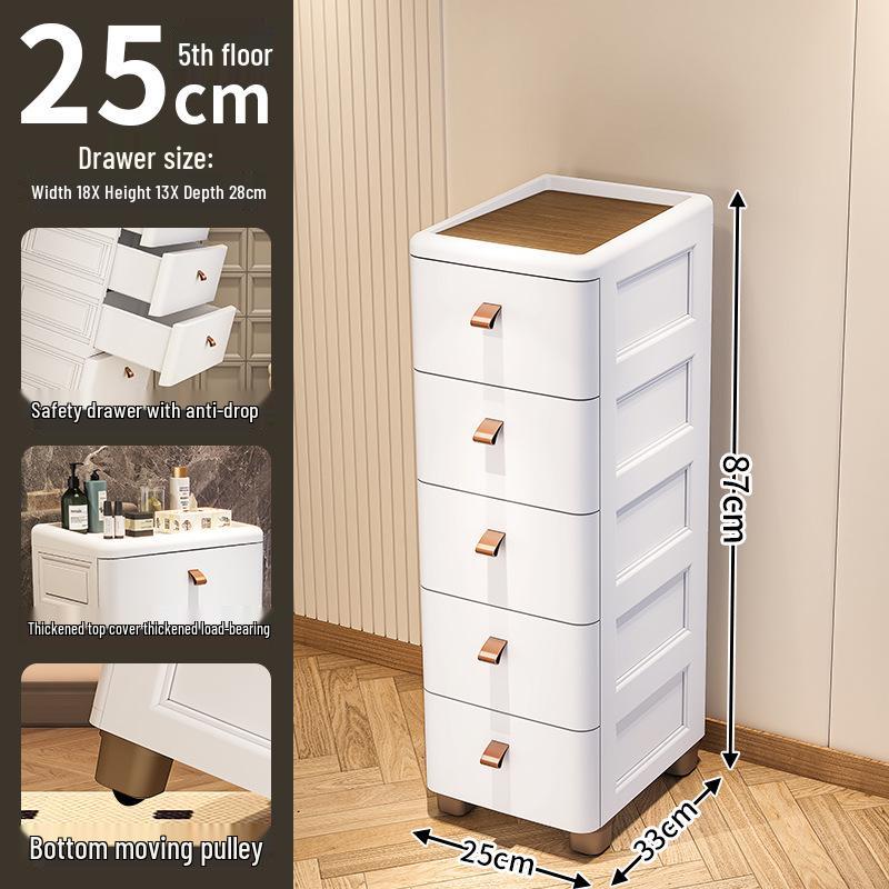 Gap Narrow Edge Multi-Layer Movable Storage Cabinet with Drawer for Kitchen, Available in 18/25/30cm Sizes