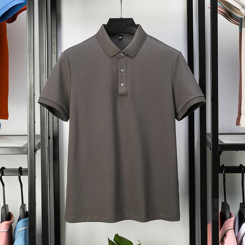 Modisches Poloshirt für Herren mittleren Alters, kurzärmeliges T-Shirt aus merzerisierter Perlbaumwolle, Sommer-Revers, Business-Casual-T-Shirt