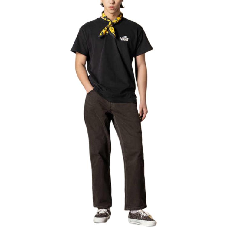 Vans Panda Letter Print Round Neck Pullover Short Sleeve Breathable T-Shirt Unisex T-Shirts Black VN000P3TBLK