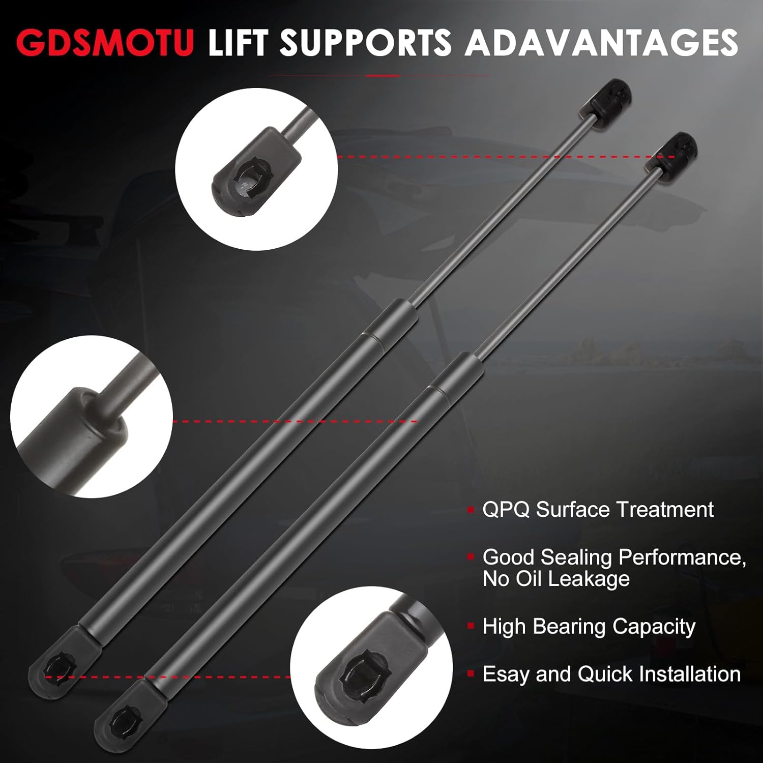 2Pcs Rear Window Glass Lift Supports for 2006-2010 for Jeep Commander, Rear Window Struts Shocks Replace 6194 SG314065 Gas Springs