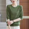 Summer Casual Hollow T-shirt Spring and Summer Mid Sleeve Knitted Sweater for Women