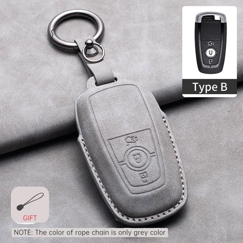 Car Remote Key Case Cover Holder for Ford Raptor F150 Edge Fusion Mustang Explorer F150 F250 F350 Ecosport Leahter Keychain Fob