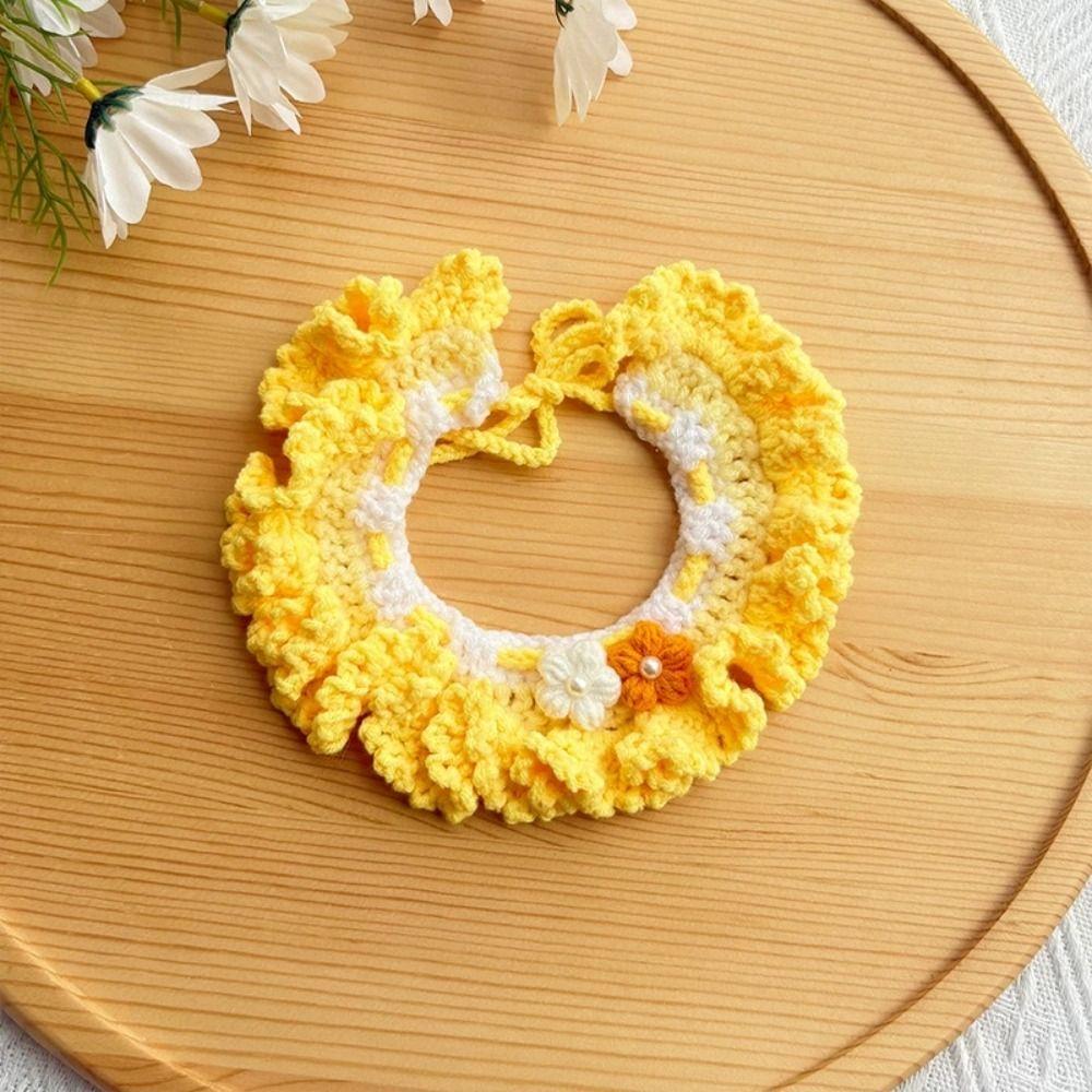 Adjustable Cozy Puppy Collar Flowers Pendant Dog Scarf Bib Stylish Saliva Towel  Daily Use