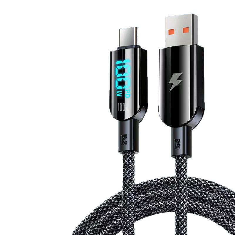 100W Digital Display Type-C Fast Charging Cable, Compatible with Huawei, Honor, Oppo, and Xiaomi (6A)