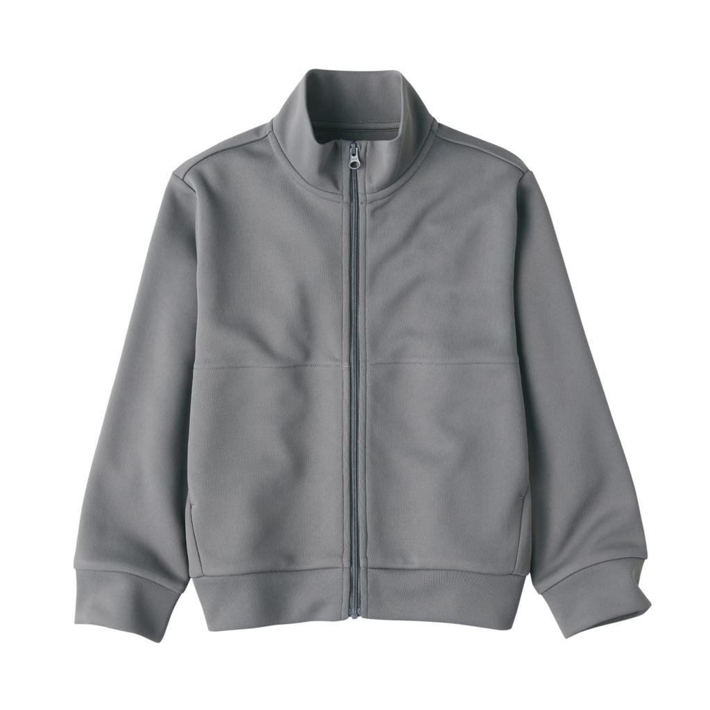 MUJI Recycled Polyester Jersey Jacket Size CBA07A3S (Kids), Unisex, Gray, 110,