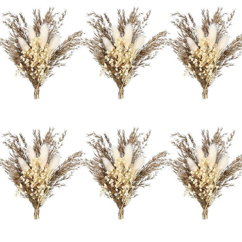 Mini Dried Flower Bouquet, Gypsy Rabbit Tail Reed Gift Box Car Decoration Wedding Corsage Souvenir Dried Flowers