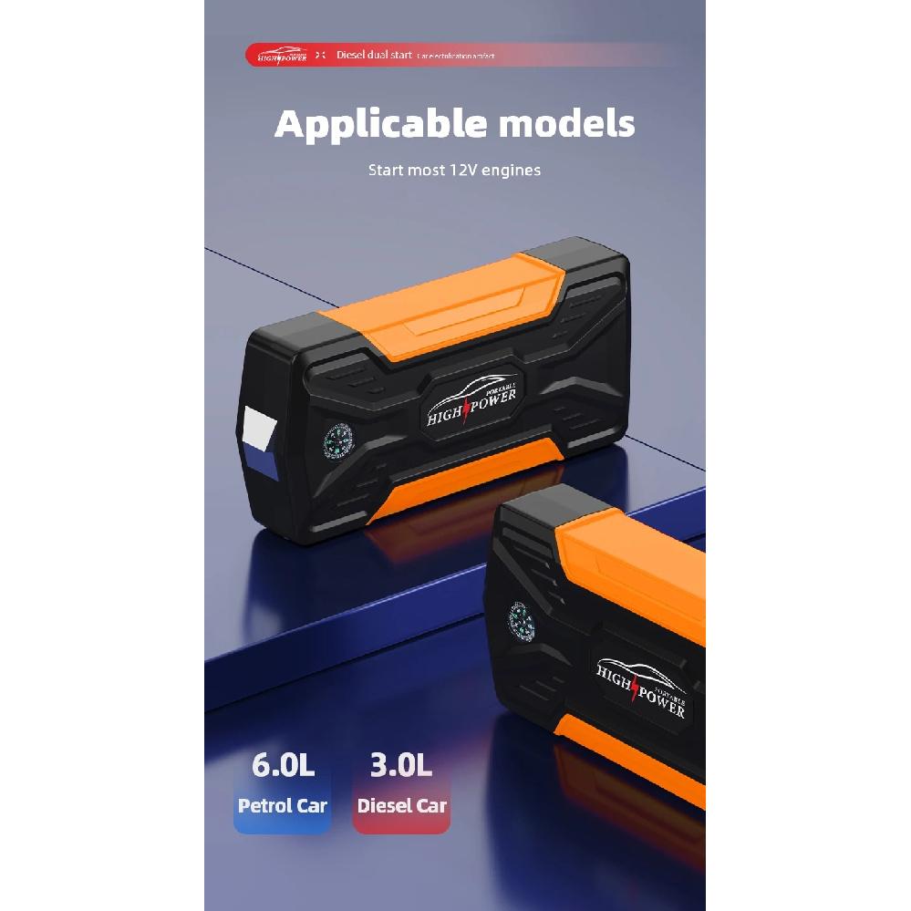 Car Jump Starter with Tire Inflator, 12V Portable Emergency Power Bank and Starting Device
