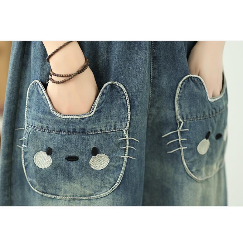 DIMANAF Plus Size 2025 Women Pants Summer Loose Jeans High Waist Pockets Vintage Harem Pants Elastic Waist