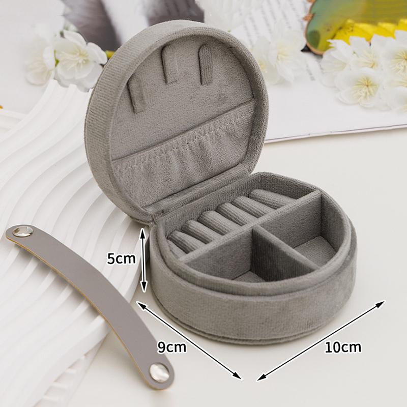 Round Velvet Travel Jewelry Box - Portable Organizer For Rings Earrings Necklaces