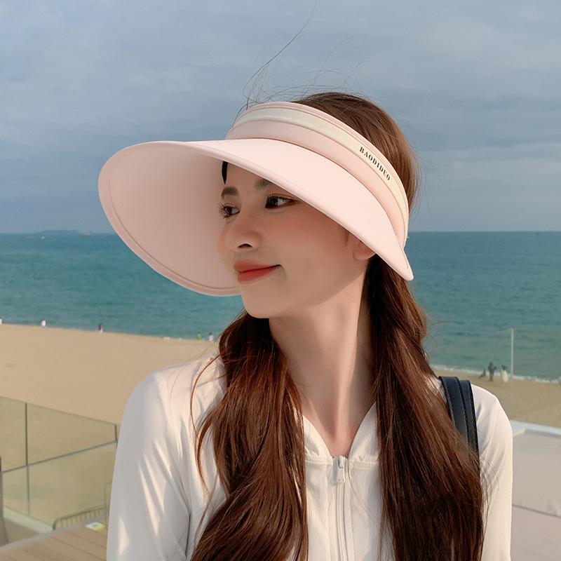 Summer outdoor UV protection ice silk empty top hat versatile fashion big brim show face small sun hat children