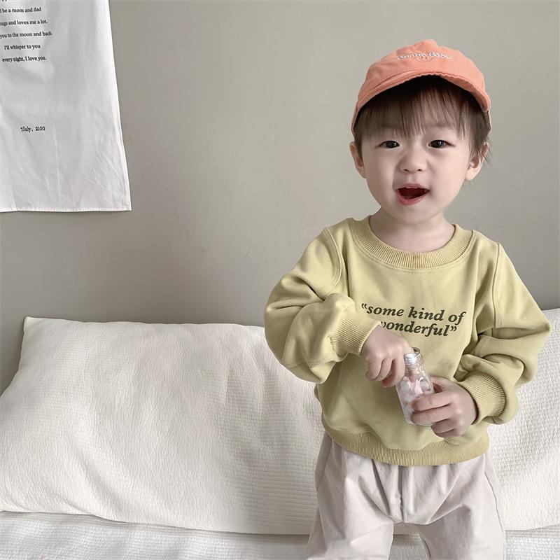 Kids' Korean Style Autumn Outfit: Long Sleeve Sweatshirt & Sweatpants Set