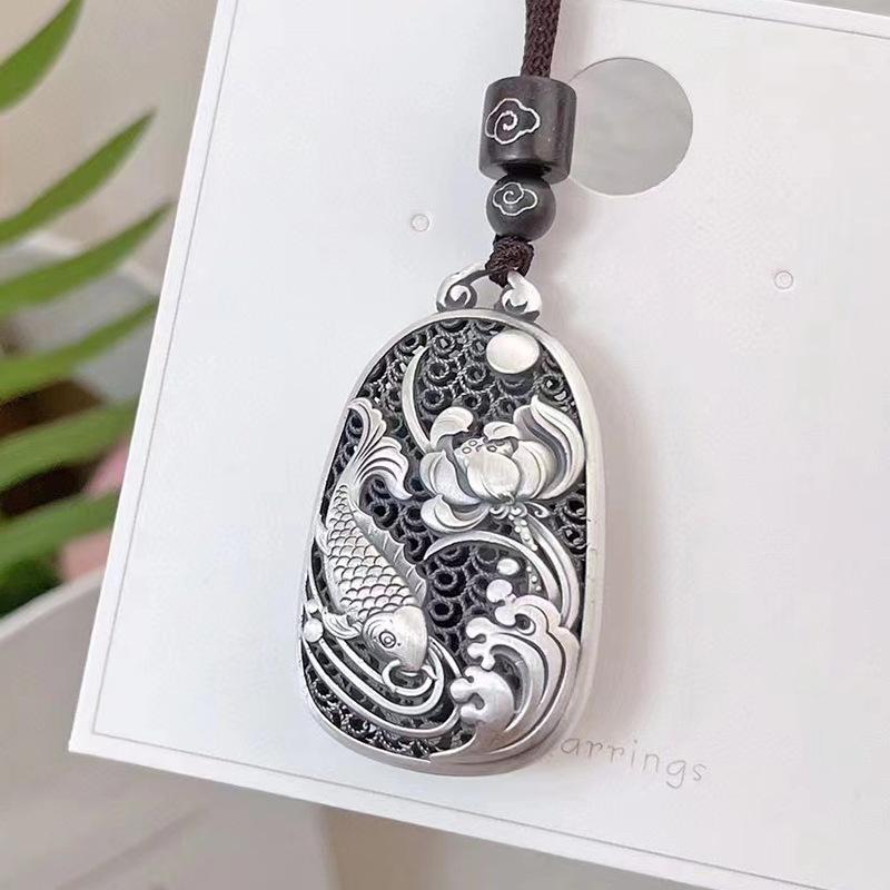 Necklace Lotus Carp Female Retro Ethnic Style Filigree Hollow Pendant Pendant