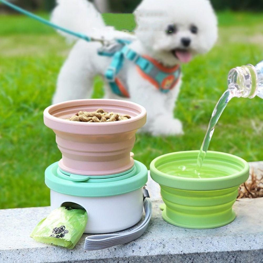 Leak-proof Pet Outdoor Feeding Dish Collapsible Cat Foldable Bowl Pet Bowl Dog Travel Bowl  Camping
