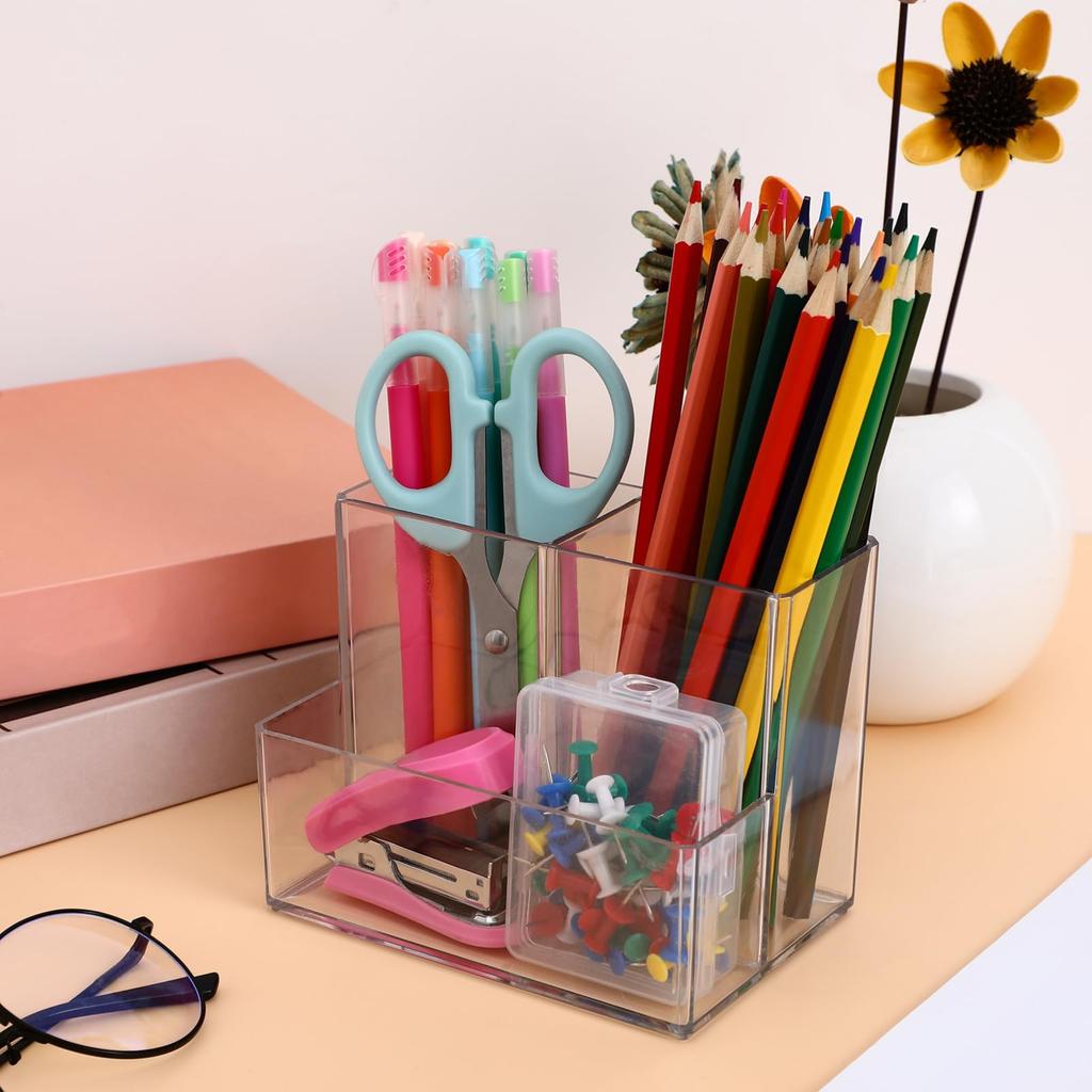 Frcolor Makeup Stationery Makeup Clear Makeup Brush Divided Makeup Storage Desktop Pen Desk Organizer Cosmetic Holder Storage, Storage, Organizer,