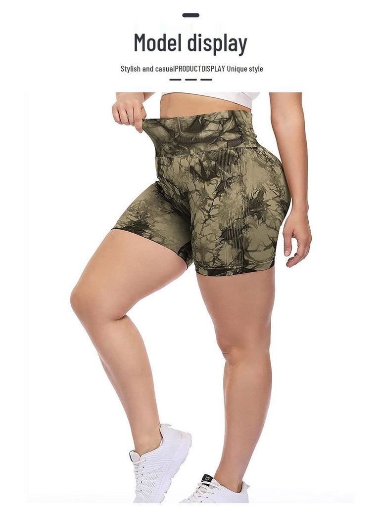 Seamless Smiley Tie-Dye High Waist Yoga Pants – Peach Butt Leggings & High Elasticity Fitness Shorts