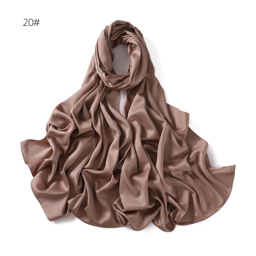 New Luxury Medine Silk Scarf For Women Muslim Plain Hijab Long Shawls Big Size Headscarf Wraps Islamic Turban Headband Bandana