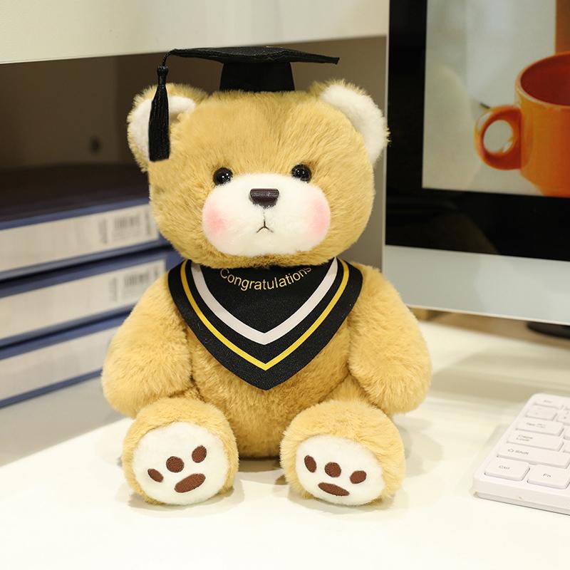 2025 Cute New 25cm Cartoon Doctor Bear Plush Doll Doctor Cap Bow Tie Graduation Bear Animal Stuffed Home Decor For Students Gift