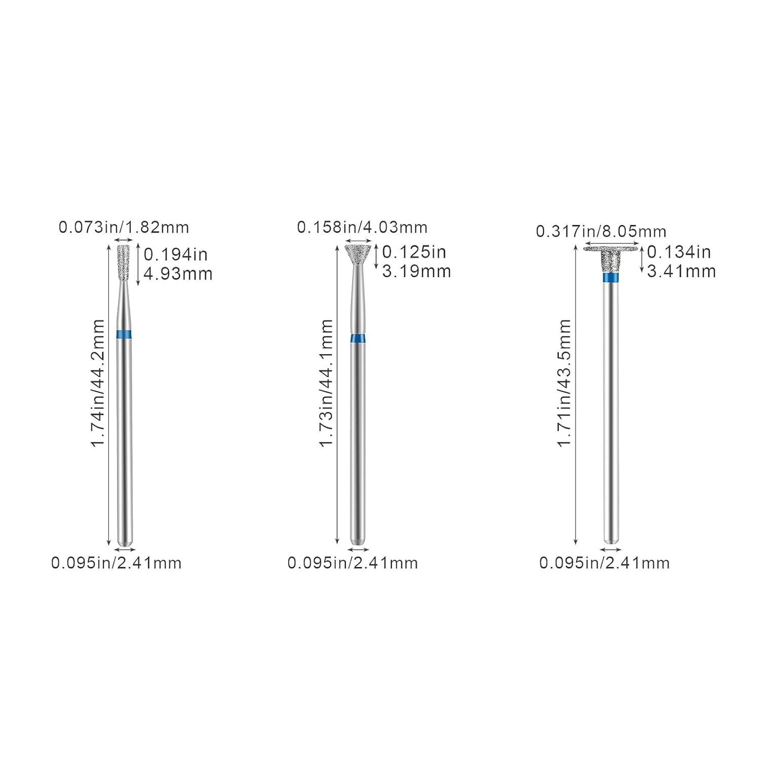 3 шт. Насадки для маникюрного аппарата для акриловых ногтей, алмазные насадки, шлифовальные головки для маникюра для нейл-арта, мертвой кожи