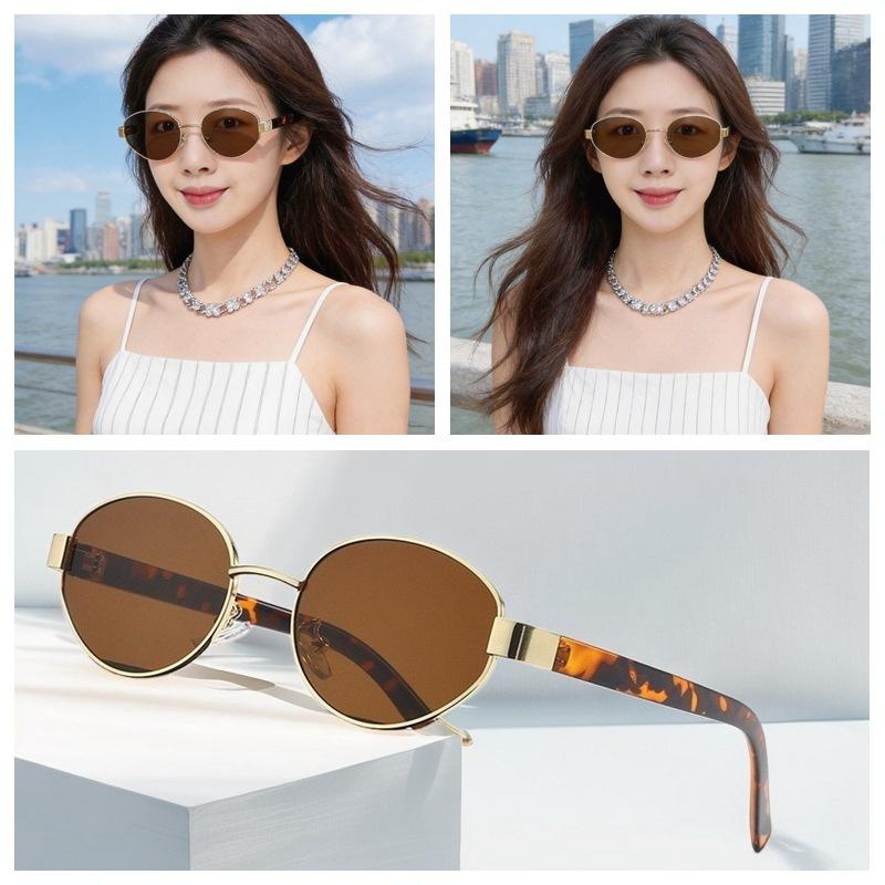 Retro Money Style Metal Oval Sunglasses Women 2026 New Sunscreen UV Protection Hong Kong Cross-border bestseller