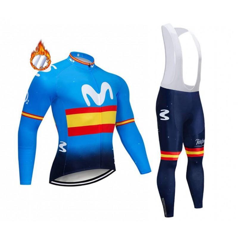 Winter Thermal Cycling Jersey Bib Pants Set Men Women Long Sleeve Fleece Warm Mountain Bike Outfit